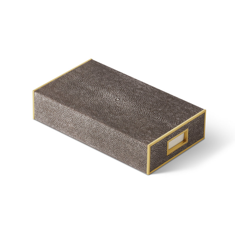 Chocolate Shagreen Oversized Match Box with Gold Trim