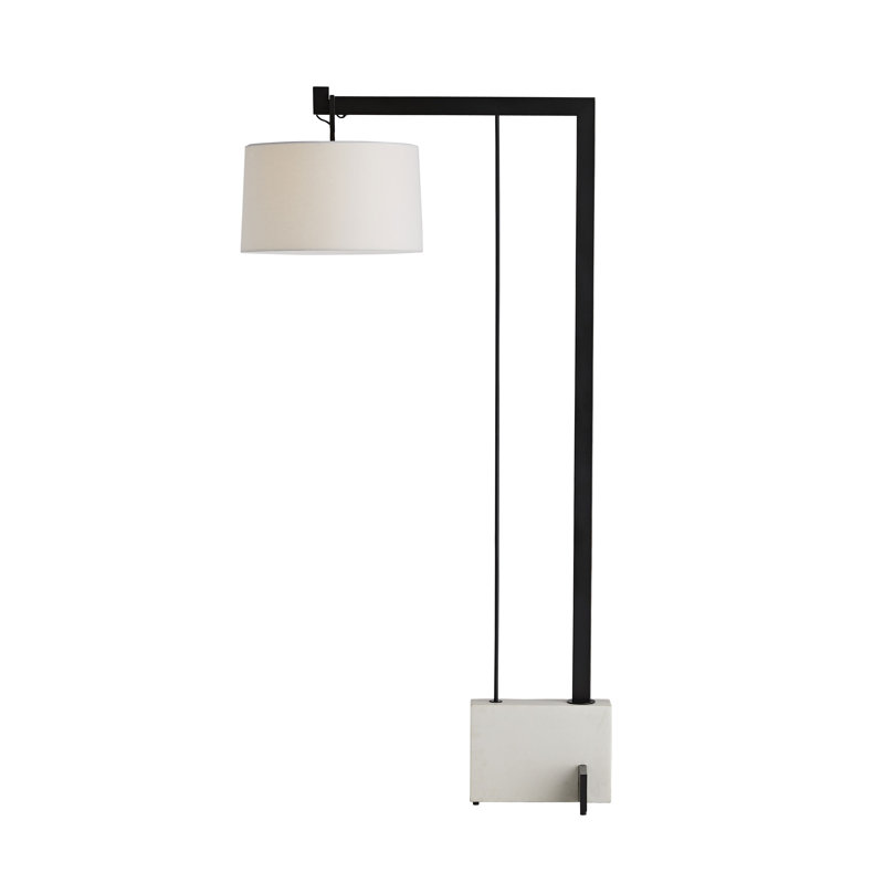 Piloti 76" Arched Faux Marble Base Floor Lamp with Linen Shade