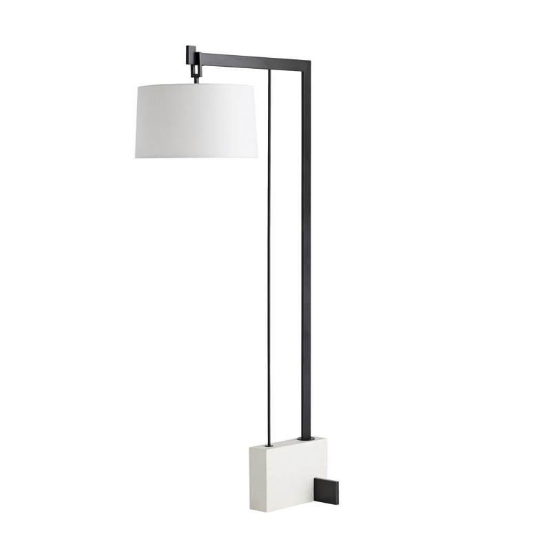 Piloti 76" Arched Faux Marble Base Floor Lamp with Linen Shade