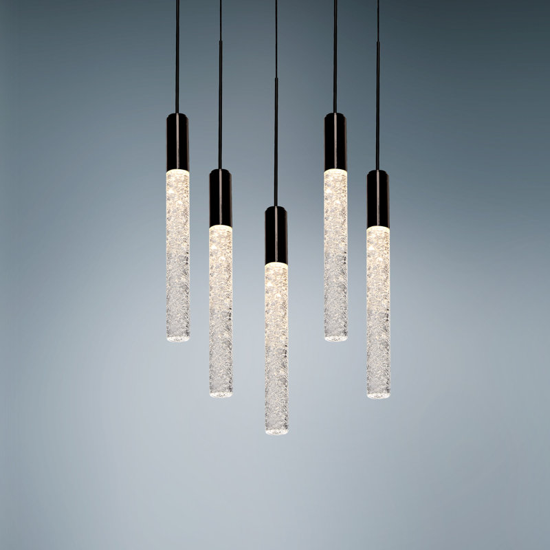 Black and Crystal 5-Light LED Cluster Pendant