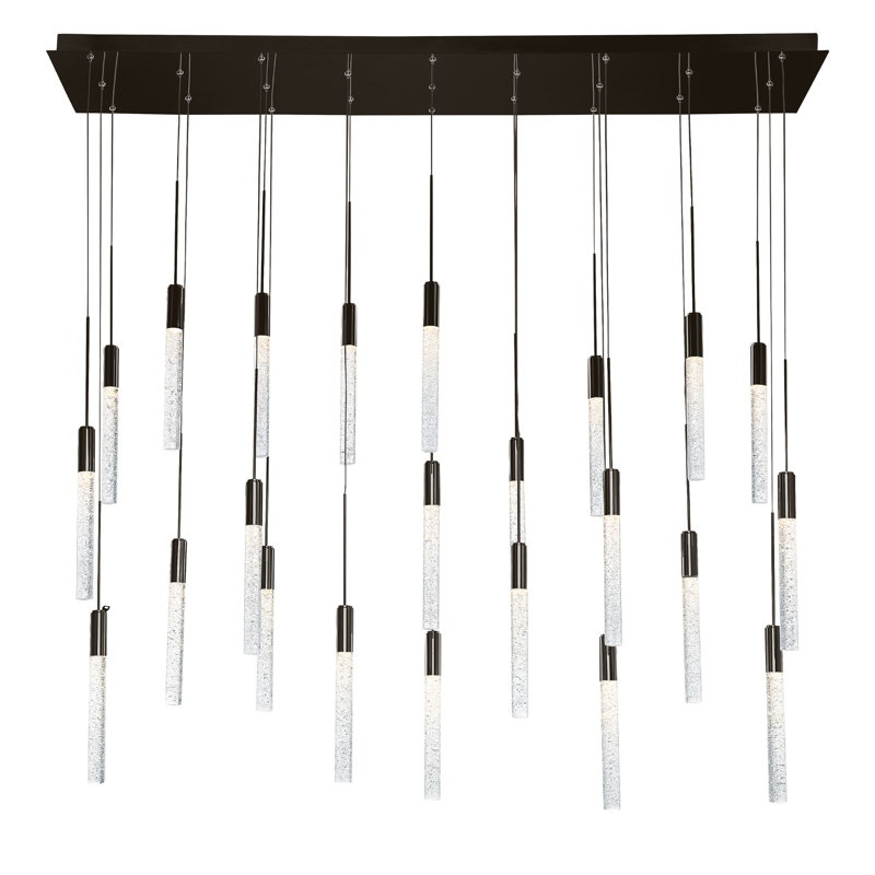 Electra Black Piastra Crystal 23-Light LED Island Pendant