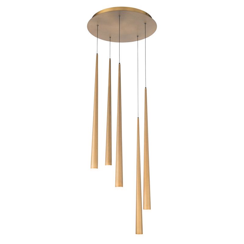 Aged Brass Frosted Glass LED Indoor/Outdoor Pendant Light