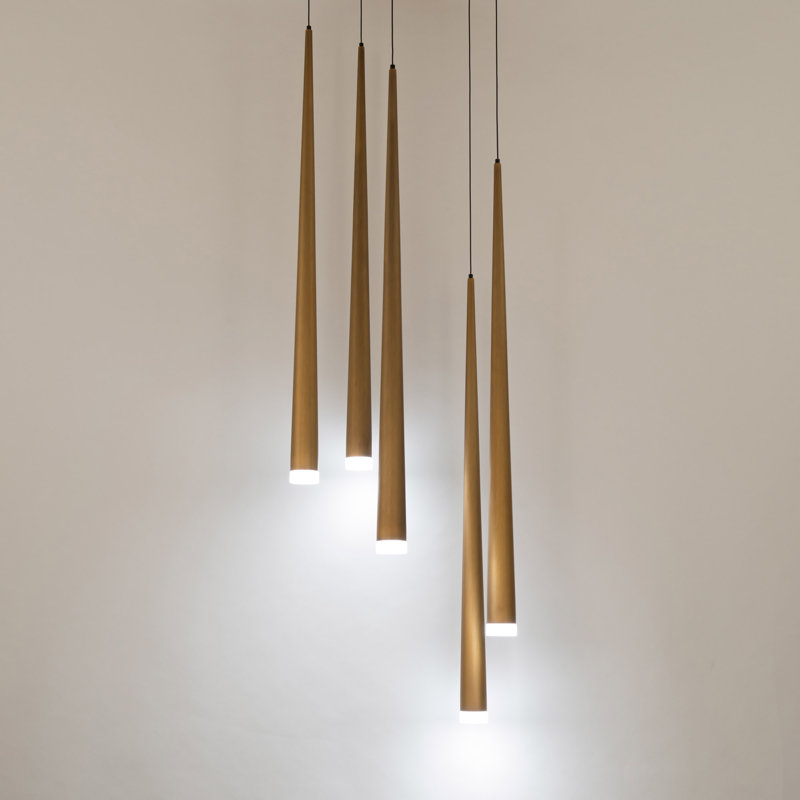 Aged Brass Frosted Glass LED Indoor/Outdoor Pendant Light