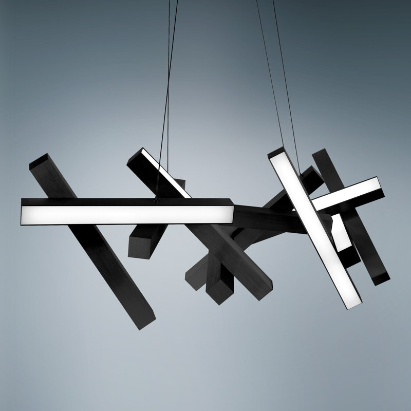 Ecliptic Chaos Black Crystal LED Chandelier with Acrylic Diffuser