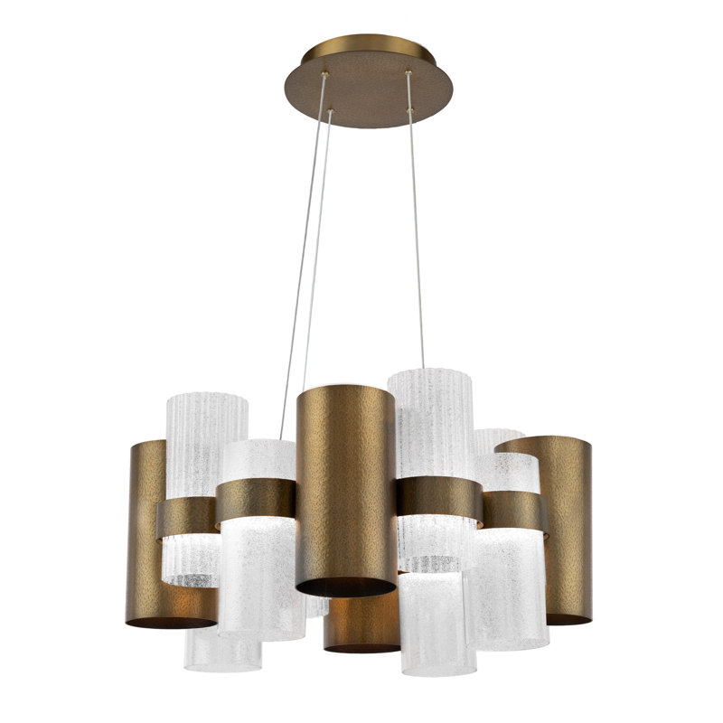 Harmony Aged Brass Beaded Glass 18-Light LED Chandelier