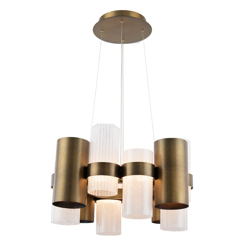 Harmony Aged Brass 12-Light LED Chandelier with Beaded Glass Diffuser