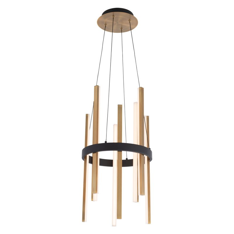 Harmonix Aged Brass & Black LED Drum Pendant, Indoor/Outdoor