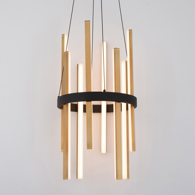 Harmonix Aged Brass & Black LED Drum Pendant, Indoor/Outdoor