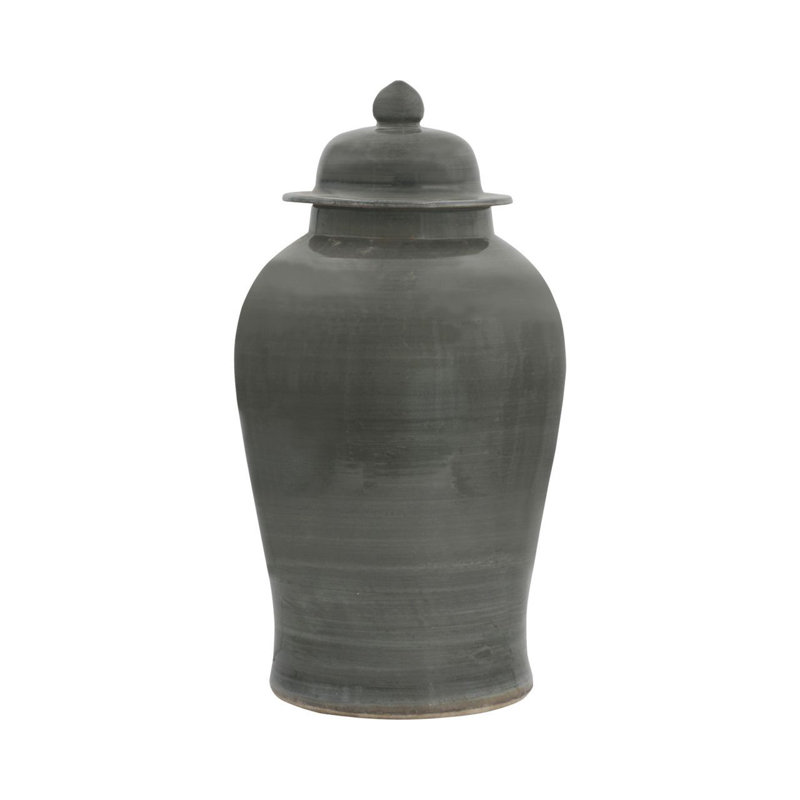 Large Gray Handmade Porcelain Temple Jar