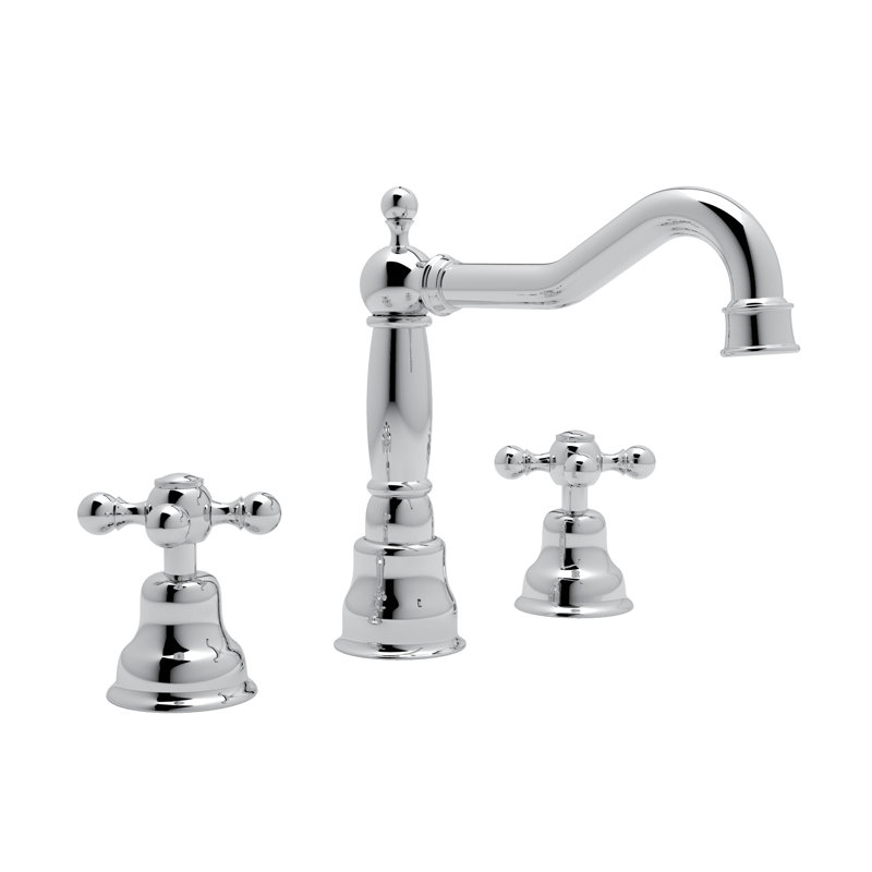 Polished Nickel Traditional Widespread Bathroom Faucet with Porcelain Handles
