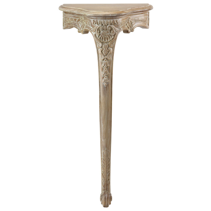 Petite Louis XV Whitewashed Wood Wall-Mounted Console Table