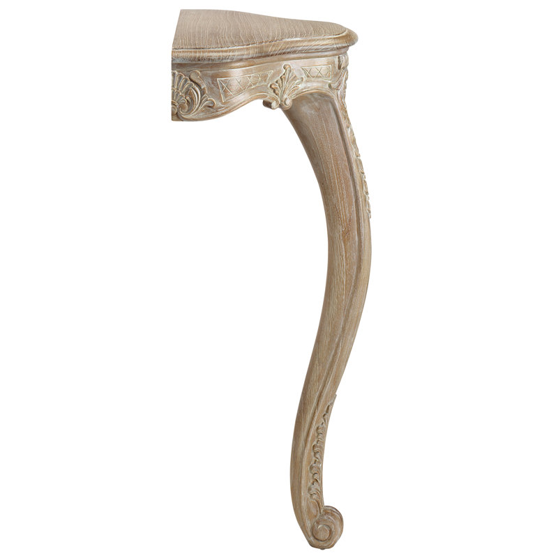 Petite Louis XV Whitewashed Wood Wall-Mounted Console Table