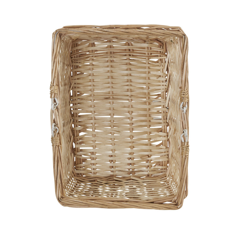 Natural Wicker Rectangular Storage Basket with Handles