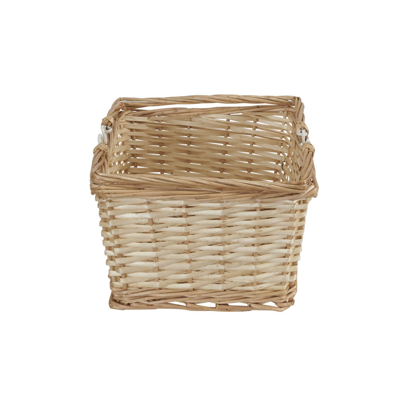 Natural Wicker Rectangular Storage Basket with Handles