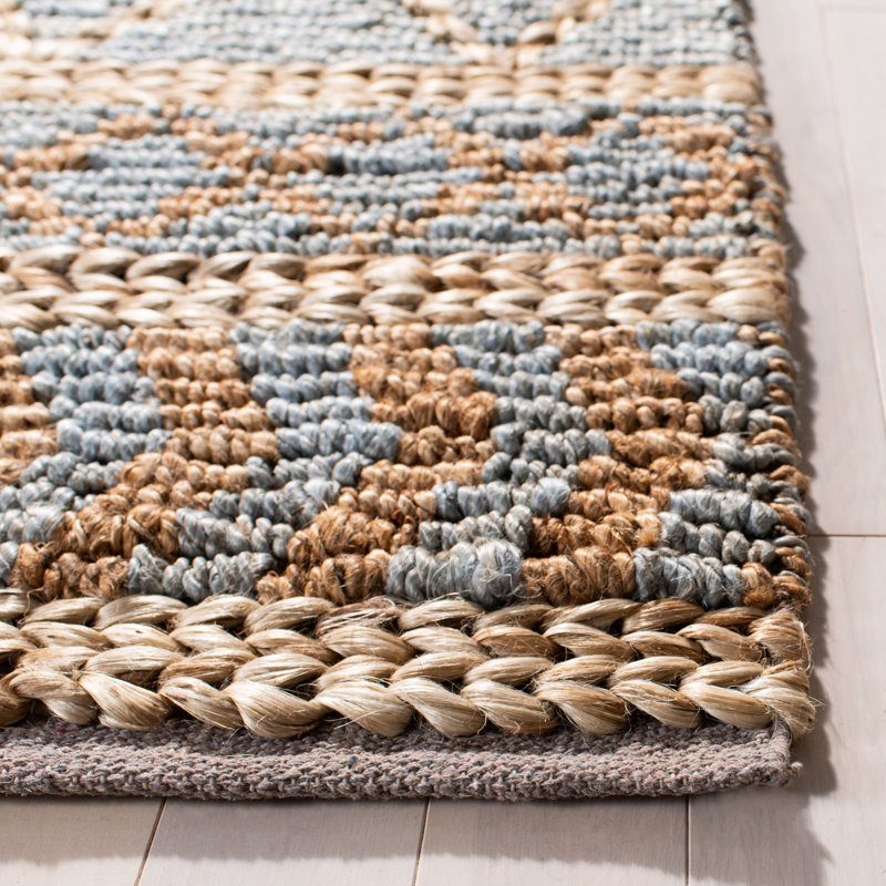 Handmade Blue and Natural Flatweave Cotton Rug