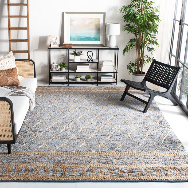 Handmade Blue and Natural Flatweave Cotton Rug
