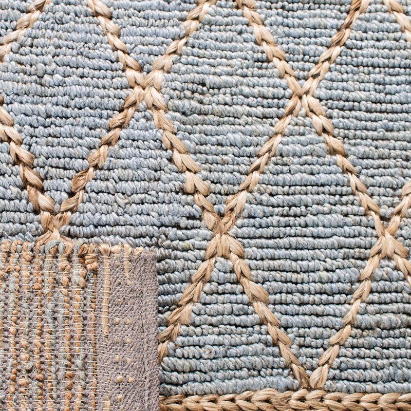 Handmade Blue and Natural Flatweave Cotton Rug