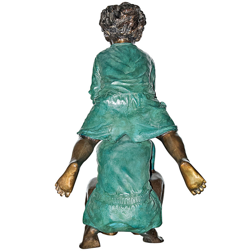 Bronze Leap Froggin Boys Garden Statue, 36" Height