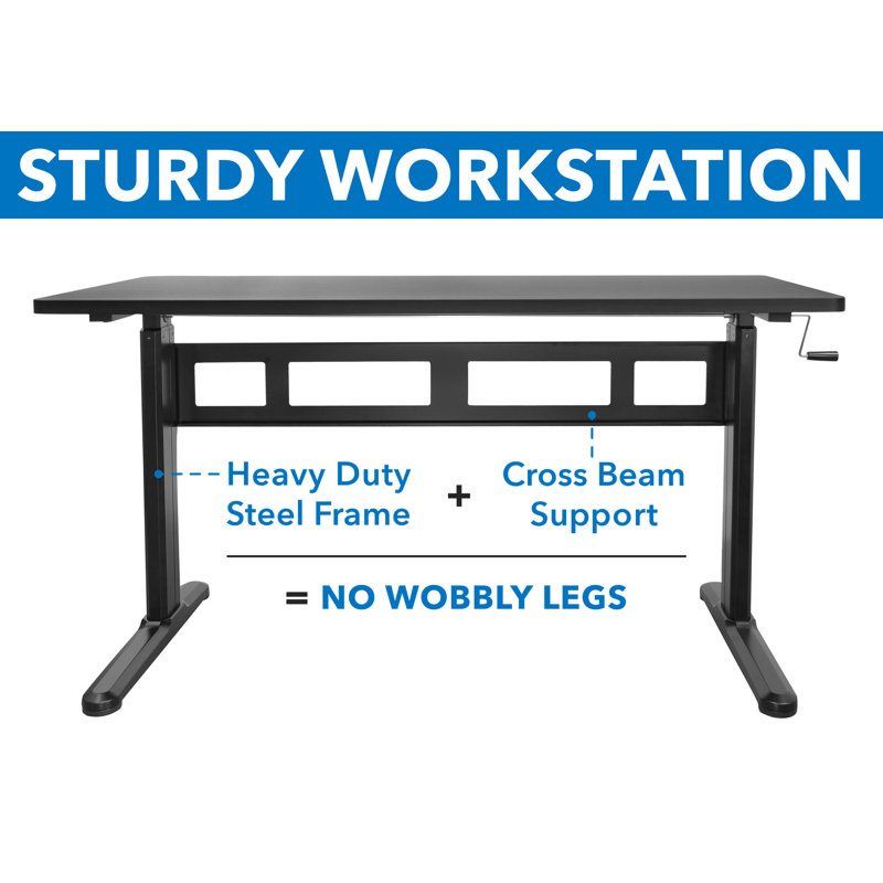 ErgoFlex 54'' Black Steel Manual Height Adjustable Desk