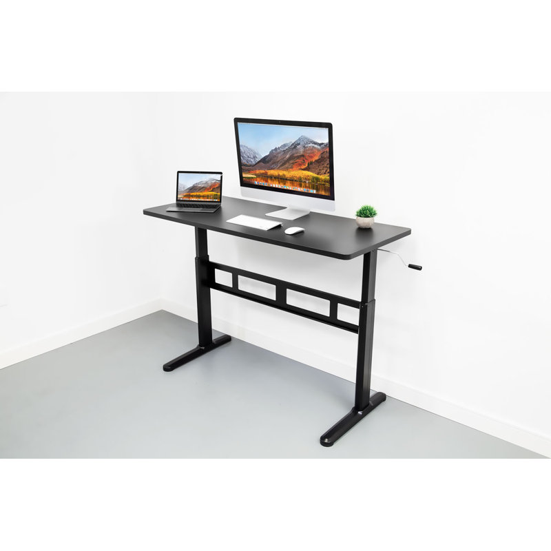 ErgoFlex 54'' Black Steel Manual Height Adjustable Desk