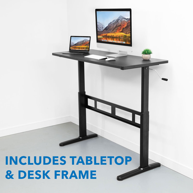 ErgoFlex 54'' Black Steel Manual Height Adjustable Desk