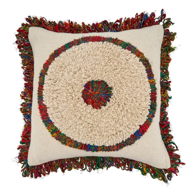 Lucca Multicolor Cotton Boho Circle Pillow Cover