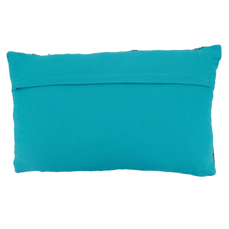 Blue Striped Rectangular Chindi Throw Pillow with Down Filling