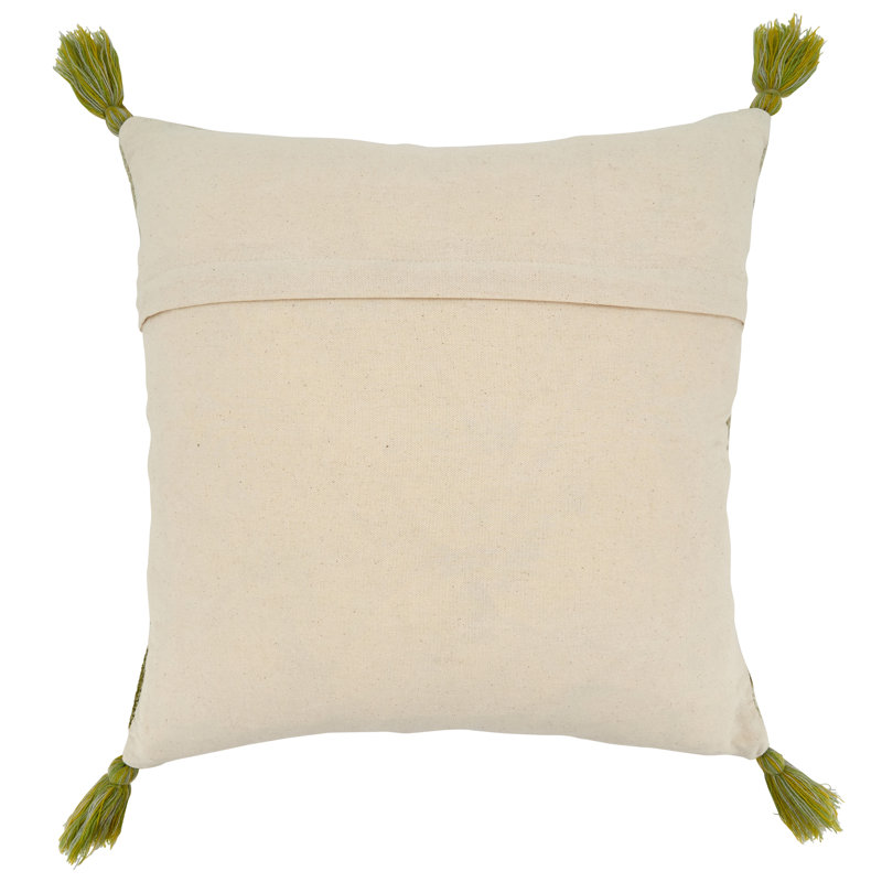Embroidered Floral Cotton 24" x 16" Throw Pillow with Colorful Tassels