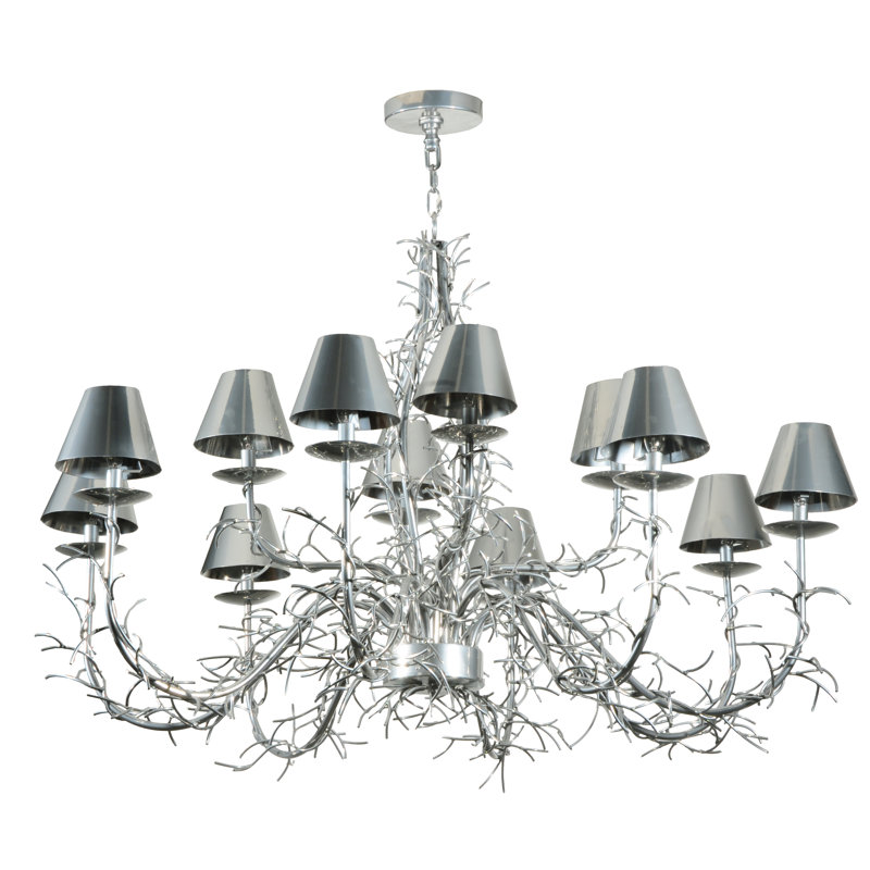 48'' Chrome Branches and Twigs 12-Light Chandelier