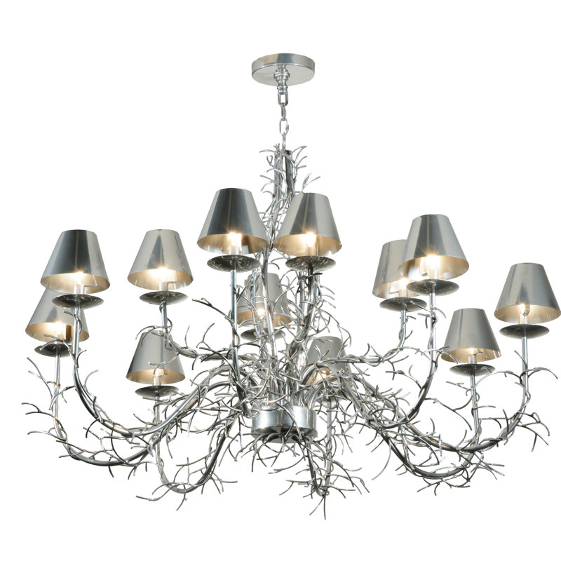 48'' Chrome Branches and Twigs 12-Light Chandelier