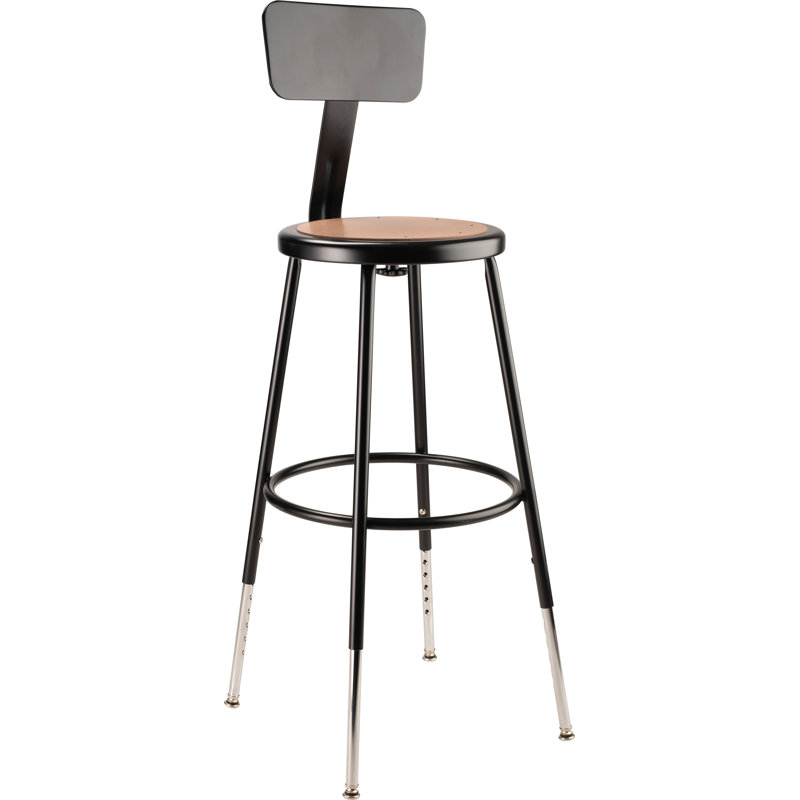 Modern Black Metal Adjustable Swivel Lab Stool, 32.5" Height