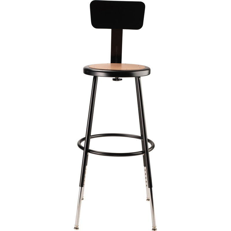 Modern Black Metal Adjustable Swivel Lab Stool, 32.5" Height