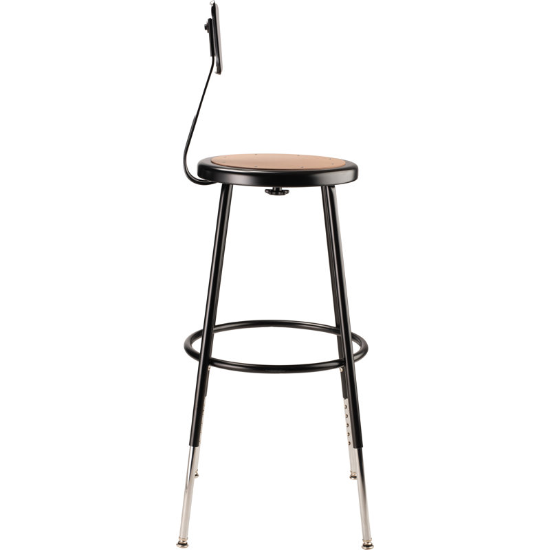 Modern Black Metal Adjustable Swivel Lab Stool, 32.5" Height