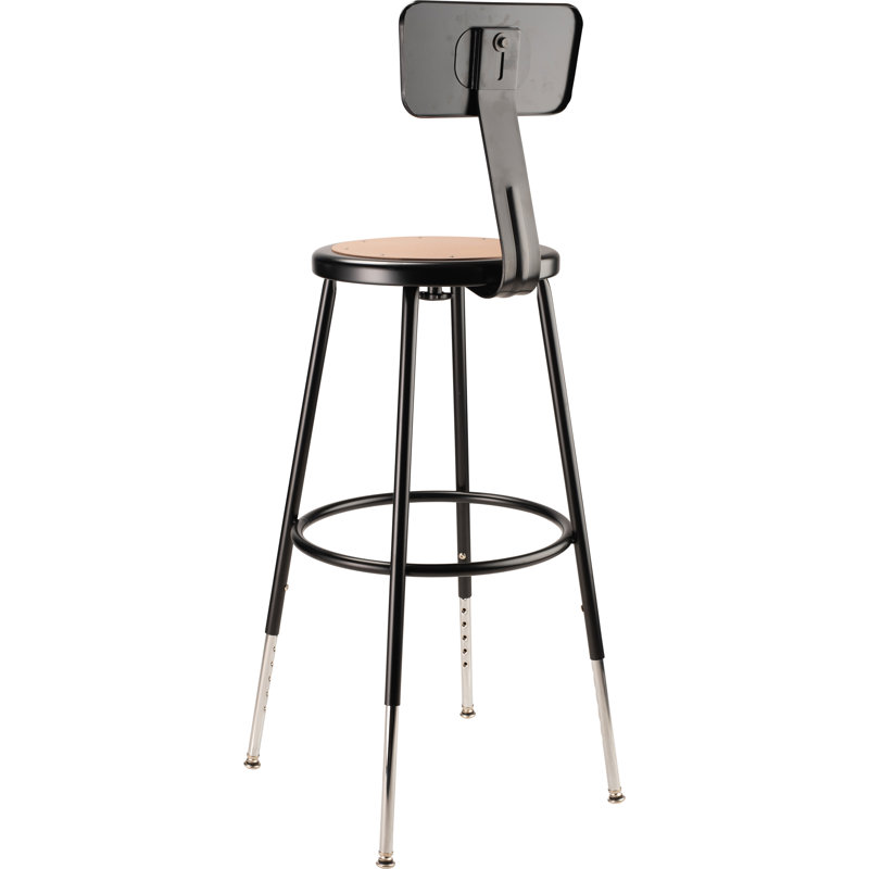 Modern Black Metal Adjustable Swivel Lab Stool, 32.5" Height