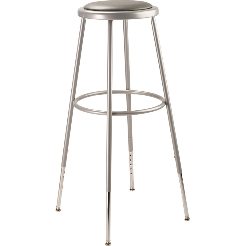 Sleek Gray Adjustable Metal Lab Stool with Padded Seat