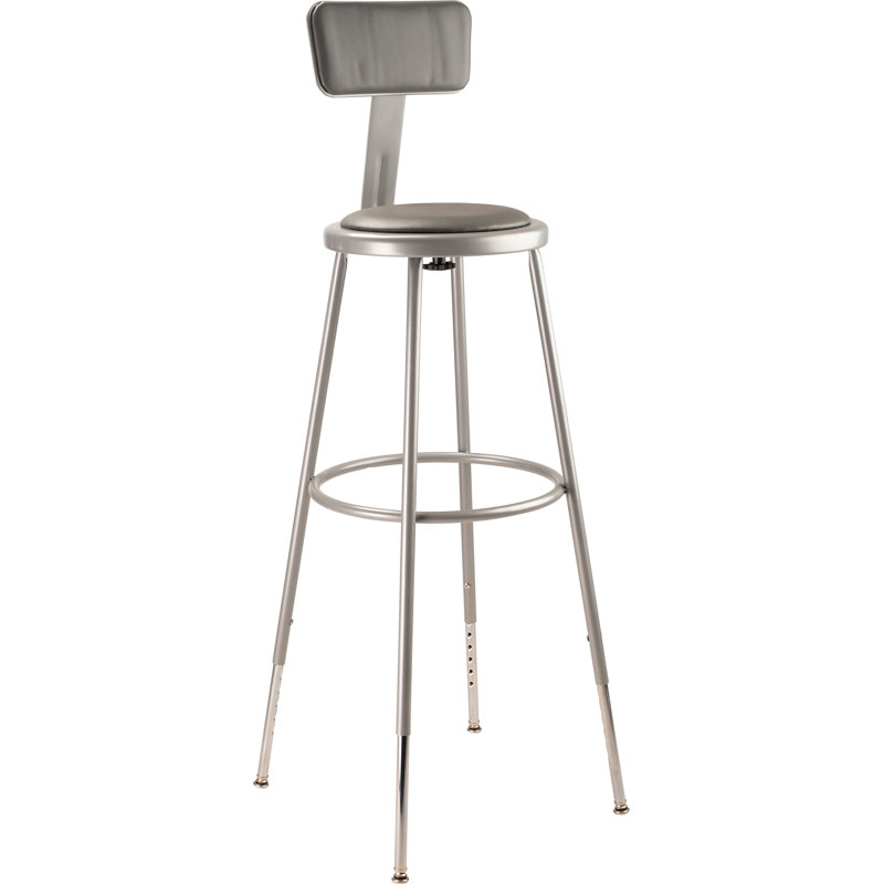 Gray Adjustable Height Metal Stool with Padded Seat