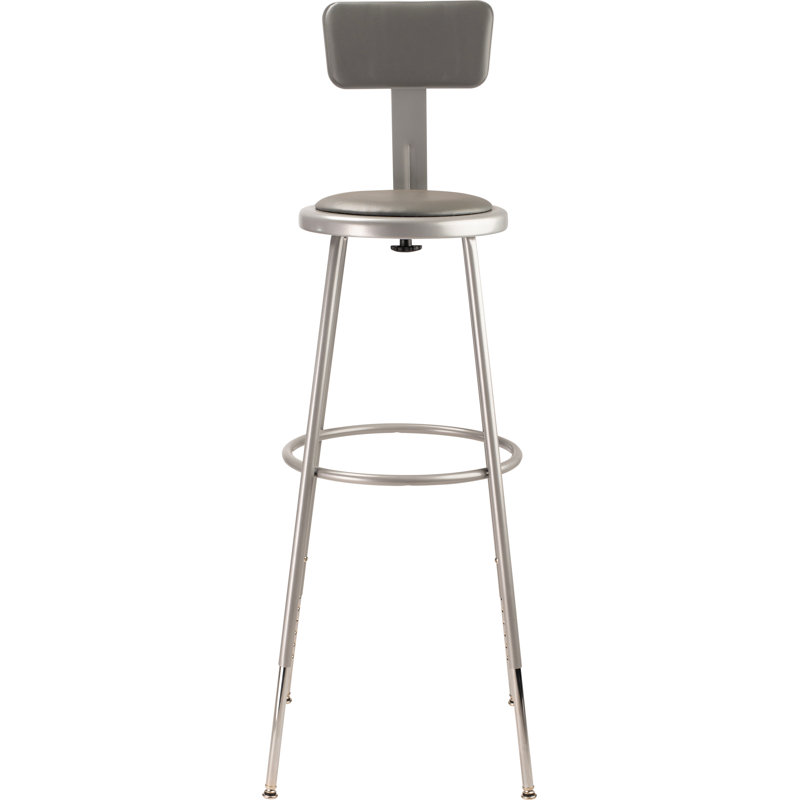 Gray Adjustable Height Metal Stool with Padded Seat
