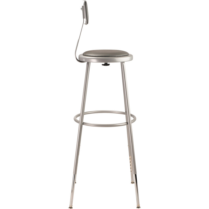 Gray Adjustable Height Metal Stool with Padded Seat
