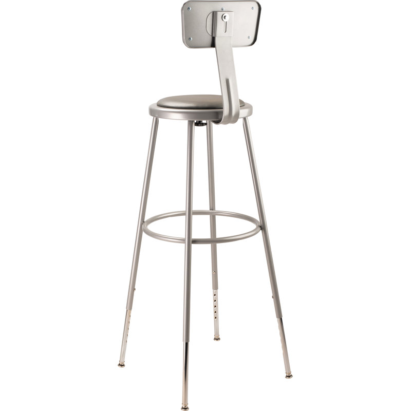 Gray Adjustable Height Metal Stool with Padded Seat