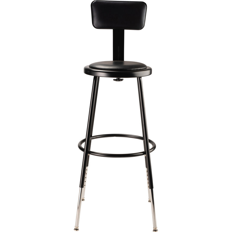 Modern Black Metal Adjustable Swivel Lab Stool, 32.5" Height