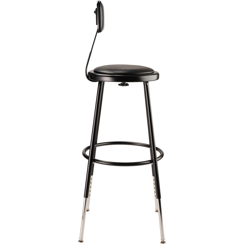 Modern Black Metal Adjustable Swivel Lab Stool, 32.5" Height