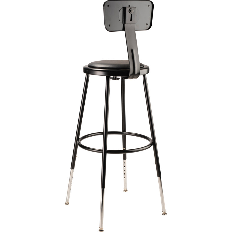 Modern Black Metal Adjustable Swivel Lab Stool, 32.5" Height