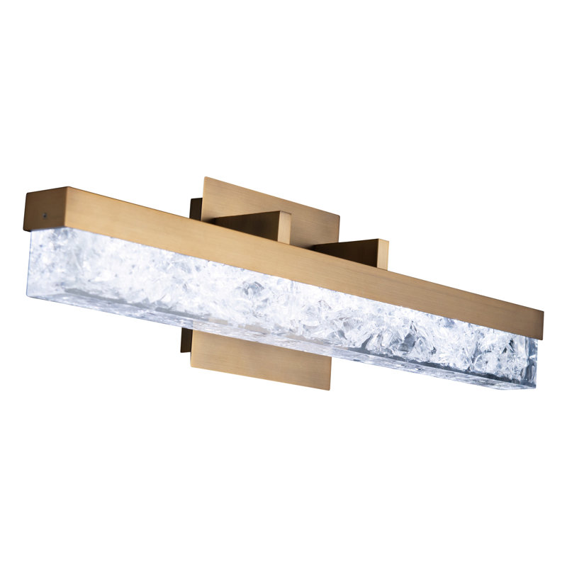 Aged Brass Dimmable LED Vanity Light with Reclaimed K5 Crystal