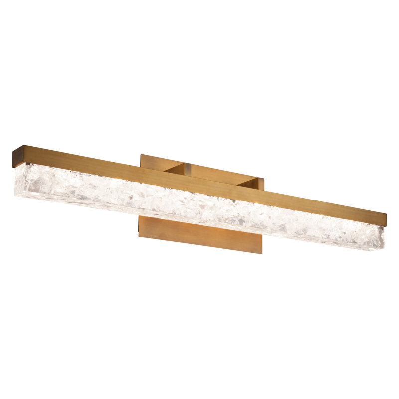 Aged Brass LED Vanity Light with Reclaimed Crystal