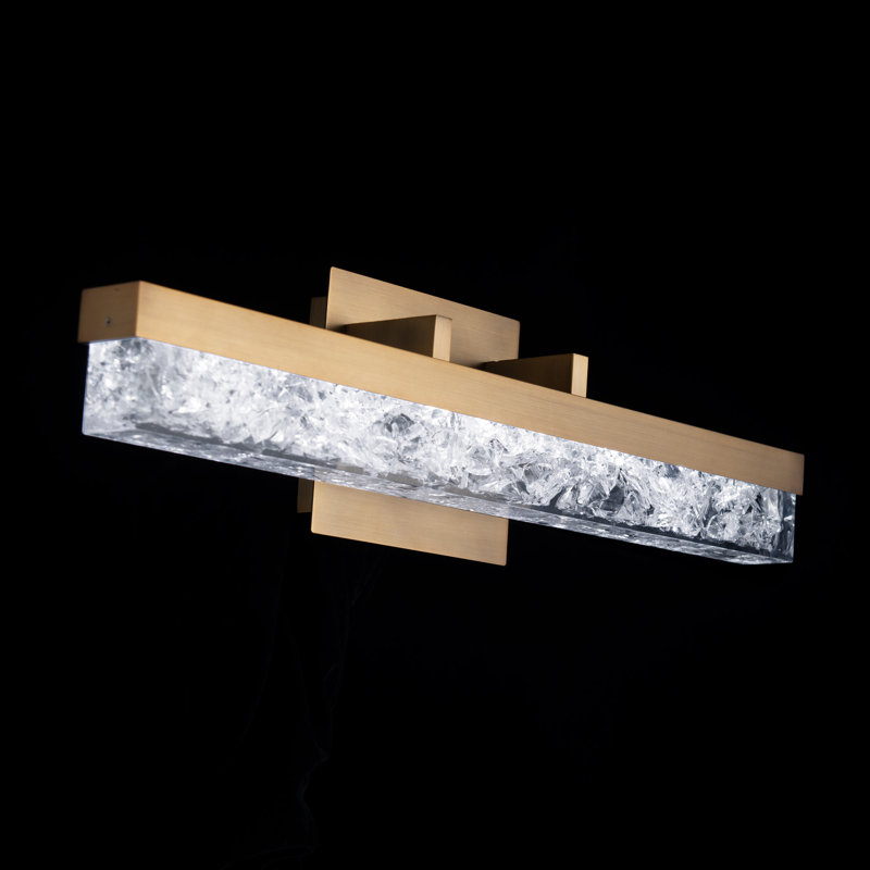 Aged Brass Dimmable LED Vanity Light with Reclaimed K5 Crystal