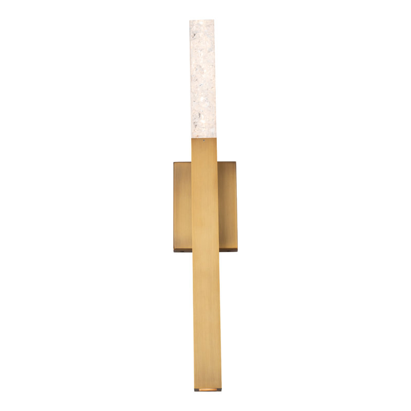 Aged Brass LED Wall Sconce with Reclaimed Crystal Accents