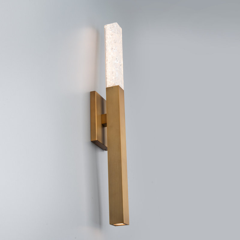 Aged Brass LED Wall Sconce with Reclaimed Crystal Accents