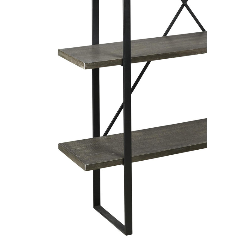 Gilesgrove Industrial Black Wood and Metal 4-Shelf Bookcase