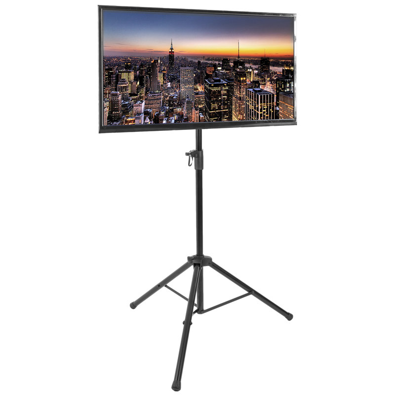 Adjustable Black Steel TV Stand 32"-55" with Tripod Design