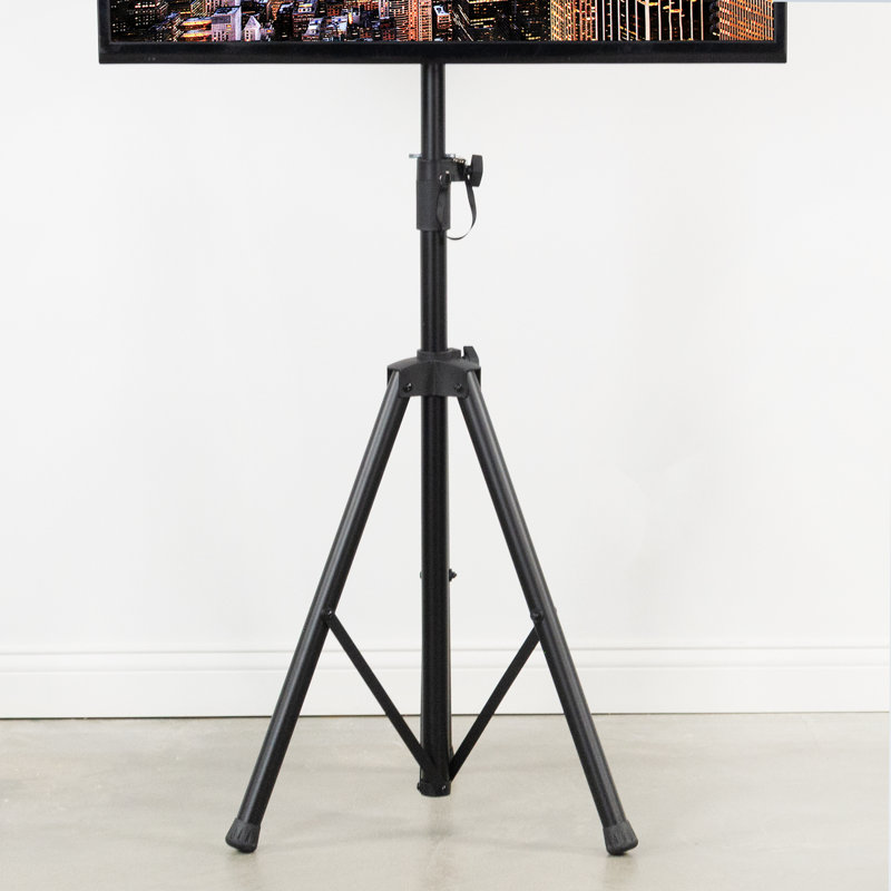 Adjustable Black Steel TV Stand 32"-55" with Tripod Design